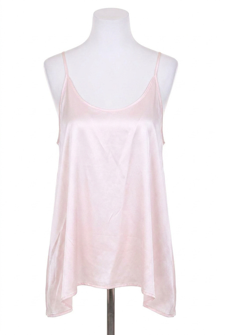 NEW PJ HARLOW anne satin spaghetti strap tank with gathered back in blush